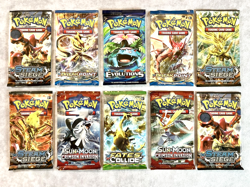 Pokemon Booster Pack Lot of 10 - XY and Sun & Moon Era Mix feat. XY Evolutions - Image 1