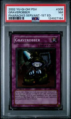 2002 YU-GI-OH! PSV-PHARAOH'S SERVANT 1ST EDITION #008 GRAVEROBBER PSA 7 - Image 1