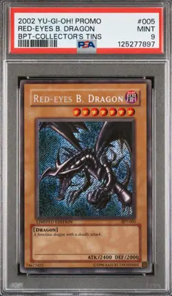 2002 Yu-Gi-Oh Promo Red Eyes B. Dragon BPT - Collectors Tin #005 PSA 9 - Image 1