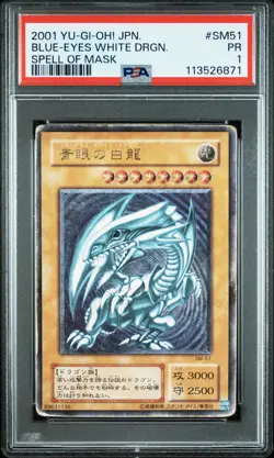 2001 YU-GI-OH! JAPANESE SPELL OF MASK #SM51 BLUE-EYES WHITE DRAGON PSA 1 - Image 1
