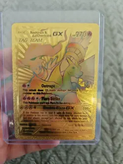 Reshiram & Charizard Gold Foil Fan Art Vinyl Collector Pokemon Card - Image 1