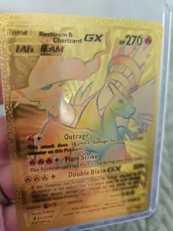 Reshiram & Charizard Gold Foil Fan Art Vinyl Collector Pokemon Card - Image 3