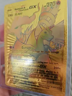 Reshiram & Charizard Gold Foil Fan Art Vinyl Collector Pokemon Card - Image 4