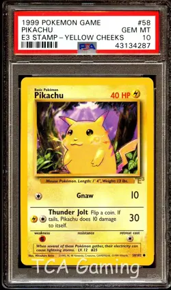 PSA 10 GEM MINT Pikachu 58/102 E3 STAMP Base Set PROMO Pokemon Card 287 - Image 1
