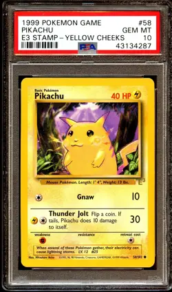 PSA 10 GEM MINT Pikachu 58/102 E3 STAMP Base Set PROMO Pokemon Card 287 - Image 2