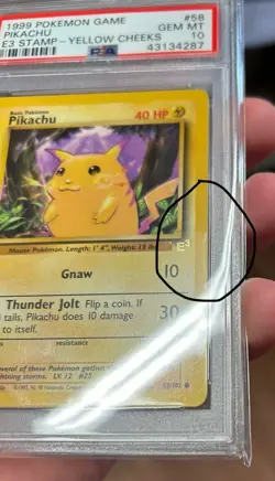 PSA 10 GEM MINT Pikachu 58/102 E3 STAMP Base Set PROMO Pokemon Card 287 - Image 5