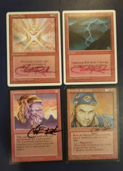 MTG Lightning Bolt and other Signed Christopher Rush (price for 4) - Image 1