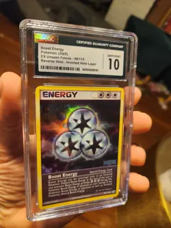 (TOP POP 6) CGC 10 GEM MINT Pokemon EX Unseen 98/115 Boost Energy Error Holo - Image 4
