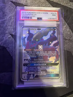 2019 Pokemon Darkrai GX Hidden Fates Full Art Shiny Vault SV70/SV94 PSA 9 MINT - Image 1