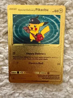 Special Delivery Pikachu Gold Foil Pokemon Card Promo SWSH074 (PSA 10 estimate) - Image 1