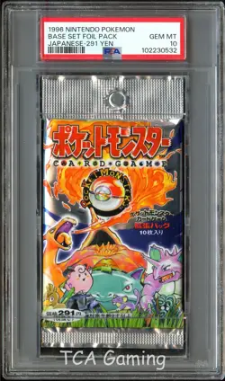 PSA 10 GEM MINT Base Set SEALED Japanese Booster Pack (291 Yen) Pokemon Card 532 - Image 1