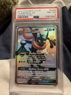 Pokemon TCG Greninja GX Full Art Shiny Holo Rare Card SV56/SV94 PSA 8 - Image 1