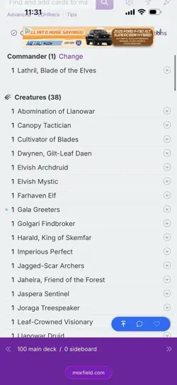 MTG Lathril Blade Of The Elves Custom Commander Deck ELF TRIBAL Sleeved With Box - Image 2