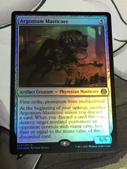 C5895 MAGIC MTG PHYREXIA AWBO ARGENTUM MASTICORE #222 NM RARE FOIL - Image 1