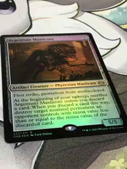 C5895 MAGIC MTG PHYREXIA AWBO ARGENTUM MASTICORE #222 NM RARE FOIL - Image 2