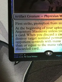 C5895 MAGIC MTG PHYREXIA AWBO ARGENTUM MASTICORE #222 NM RARE FOIL - Image 4