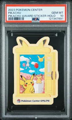 2023 POKEMON CENTER PIKACHU AWARD DELIVERY! STICKER HOLO PIKACHU PSA 10 - Image 1
