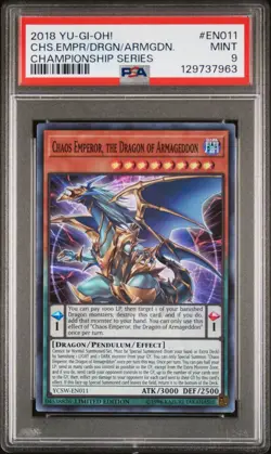 PSA 9 MINT Chaos Emperor the Dragon of Armageddon YCSW-EN011 Super Rare Yugioh - Image 1