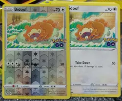 Bidoof 059/078 Reverse Holo Pokemon GO Trading Card & Ten Regular Cards - Image 1