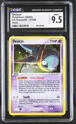 CGC 9.5 MINT+ Deoxys 2005 EX Emerald 2/106 Holo Pokemon Card - Image 1