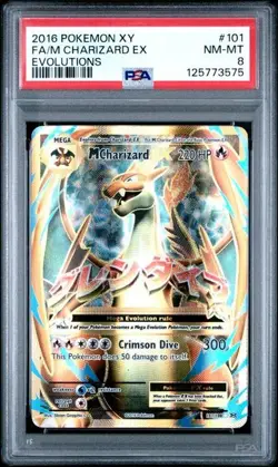 2016 Pokemon X&Y Evolutions Full Art M Charizard EX Card 101/108 Graded PSA 8 - Image 1