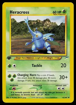 Pokemon Card - Heracross Neo Destiny 41/105 Uncommon 1st Edition - Image 1