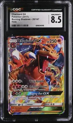 CGC 8.5 Charizard GX 2017 Burning Shadows 20/147 Holo Pokemon Card - Image 1