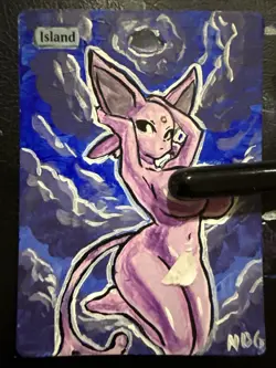 MTG Altered Art Anime Pokemon Espeon Hand drawn - Image 1