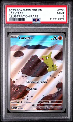 Pokemon - OBF EN-Obsidian Flames Larvitar Illustration Rare 203 2023 PSA 9 - Image 1