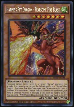 Yu-Gi-Oh! Harpies Pet Dragon Fire Blast 2022 LDS3-EN138 Secret Rare Limited - Image 1