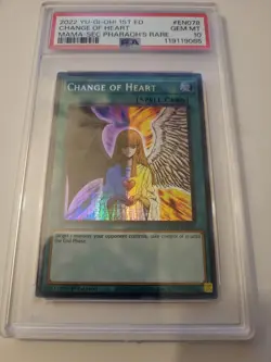Yugioh PSA 10 Change of Heart Secret Pharaoh's Rare GEM MINT 1st Ed MAMA-EN078 - Image 1