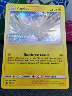Zapdos SM159 Holo Rare, SM Team Up Prerelease Promo Stamped, Pokemon Card, NM - Image 1