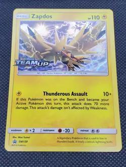 Zapdos SM159 Holo Rare, SM Team Up Prerelease Promo Stamped, Pokemon Card, NM - Image 2