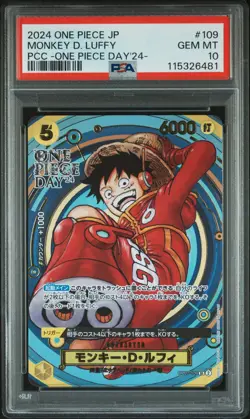 2024 ONE PIECE JPN PREM CARD COLL -ONE PIECE DAY'24- #109 MONKEY D. LUFFY PSA 10 - Image 1