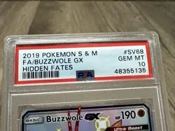 Pokemon TCG Buzzwole GX Hidden Fates Shiny Vault SV68 PSA 10 - Image 2