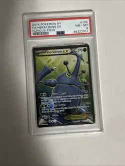 2014 Pokemon XY Furious Fists Ultra Rare #112 M Heracross EX PSA 8 - Image 1