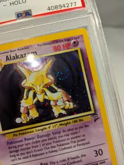 2000 Pokemon Base Set 2 Alakazam Holo Rare #1 PSA 9 Swirl - Image 3