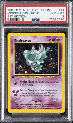 2001 POKEMON NEO REVELATION 1ST ED #11 MISDREAVUS-HOLO PSA 8 - Image 1