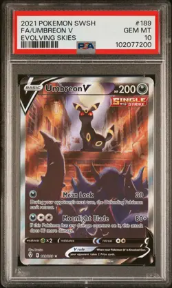 2021 POKEMON SWORD & SHIELD EVOLVING SKIES #189 FULL ART/UMBREON V PSA 10 - Image 1