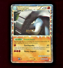 Pokemon TCG Donphan 107/123 Holo Rare HeartGold SoulSilver HP creases - Image 1