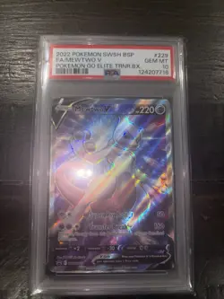 2022 POKEMON SWSH BLACK STAR PROMO #229 FULL ART/MEWTWO V PSA 10 - Image 1
