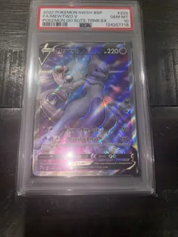 2022 POKEMON SWSH BLACK STAR PROMO #229 FULL ART/MEWTWO V PSA 10 - Image 3