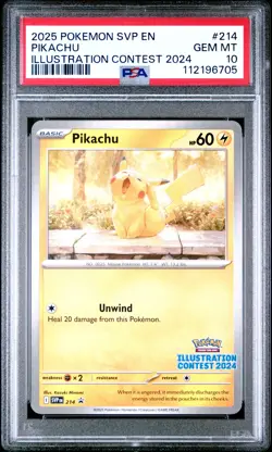 2025 POKEMON SVP EN-SV BLACK STAR PROMO ILLUSTRATION CONTEST 2024 PIKACHU PSA 10 - Image 1