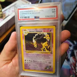 Pokemon PSA 7 Sabrina's Alakazam 16/132 Gym Challenge Holo SWIRL - Image 2