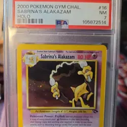Pokemon PSA 7 Sabrina's Alakazam 16/132 Gym Challenge Holo SWIRL - Image 5