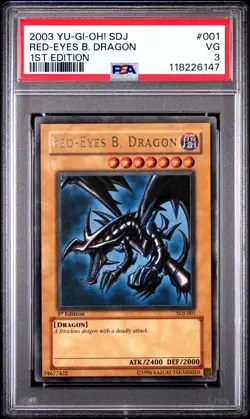 2003 YU-GI-OH! SDJ RED -EYES B. DRAGON #001 PSA 3 STANDARD DECK JOEY 1ST EDITION - Image 1