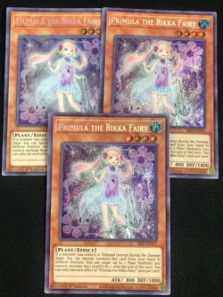 YUGIOH PRIMULA THE RIKKA FAIRY SESL-EN015 1ST SECRET X3 NM - Image 1