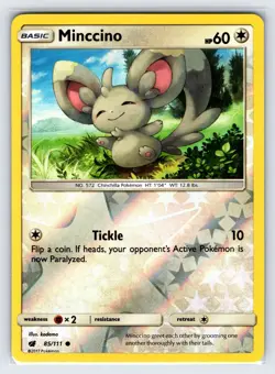 Minccino 85/111 2017 Crimson Invasion Pokemon Card Reverse Holo Common - Nm - Image 1