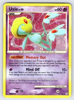 Uxie 18/123 2007 Mysterious Treasures Pokemon Card TCG Cosmos Holo Rare - Mp/Hp - Image 1