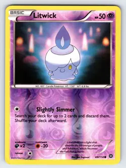 Litwick 48/114 2016 XY Steam Siege Pokemon Card TCG Reverse Holo Common - Lp - Image 1